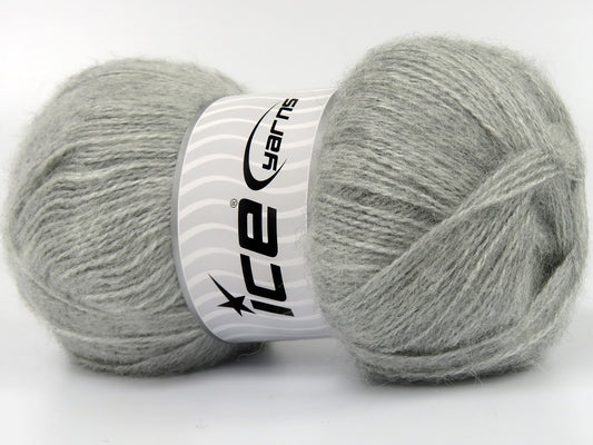 Lot of 4 x 100gr Skeins Ice Yarns MOHAIR PASTEL (10% Mohair 15% Wool) Yarn Light Grey Melange