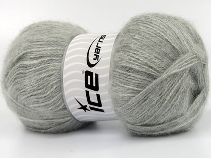 Lot of 4 x 100gr Skeins Ice Yarns MOHAIR PASTEL (10% Mohair 15% Wool) Yarn Light Grey Melange