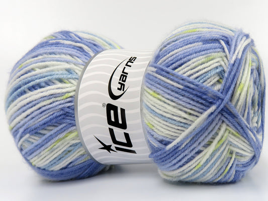 Lot of 3 x 110gr Skeins Ice Yarns CASTLEHILL Yarn Blue Shades Yellow White