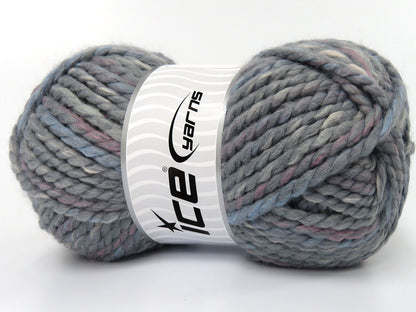 Lot of 3 x 140gr Skeins Ice Yarns CARROLLTON (5% Wool) Yarn Grey Blue Pink Cream