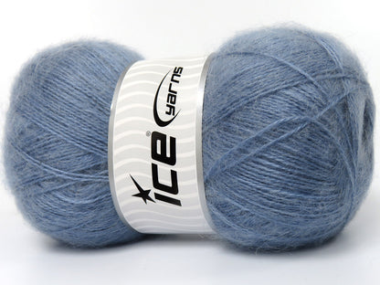 Lot of 4 x 100gr Skeins Ice Yarns MOHAIR PASTEL (10% Mohair 15% Wool) Yarn Light Jeans Blue