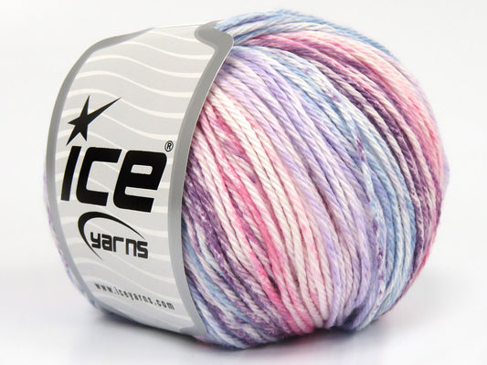 Lot of 4 x 100gr Skeins Ice Yarns MONA LISA (100% Cotton) Yarn Pink Shades Lilac Purple White