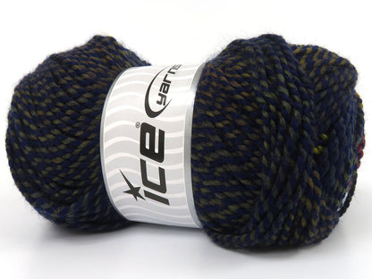 Lot of 3 x 115gr Skeins Ice Yarns ELLIE Hand Knitting Yarn Navy Green Gold