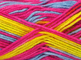 Ice Yarns Sansiro 3x120 gr – Rosa, Blau, Lila, Gelb – 100 % Acryl