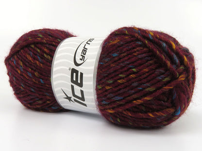 Lot of 4 x 100gr Skeins Ice Yarns KEMPTON (25% Wool) Yarn Burgundy Gold Turquoise
