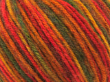 Ice Yarns Wool Varicolor Worsted – Gold Shades, Green, Red Shades – 25% Wool, 75% Acrylic