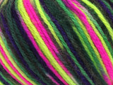Ice Yarns Wool Varicolor Worsted – Green Shades, Fuchsia, Purple – 25% Wool, 75% Acrylic