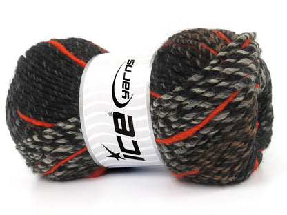 Lot of 4 x 100gr Skeins Ice Yarns SYMPHONY Yarn Black Brown Orange Cream