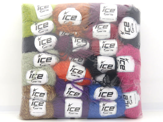Mixed Lot Multicolor Merino Fur Yarns