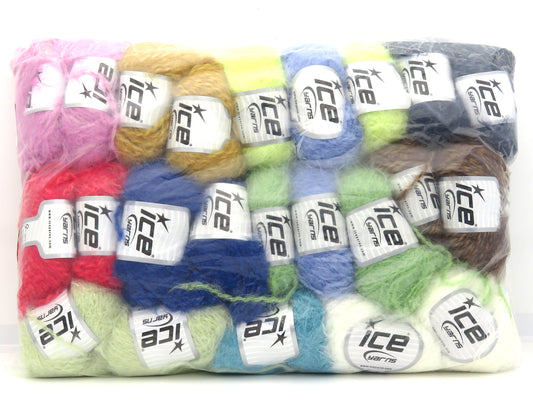 Mixed Lot Multicolor Merino Fur Yarns