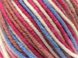 Ice Yarns Batik mérinos étoile – Bleu, nuances de rose, crème – 25 % laine mérinos, 75 % acrylique de qualité supérieure
