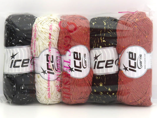 1x500gr Mixed Lot Natural Cotton Paillette Yarns 85132