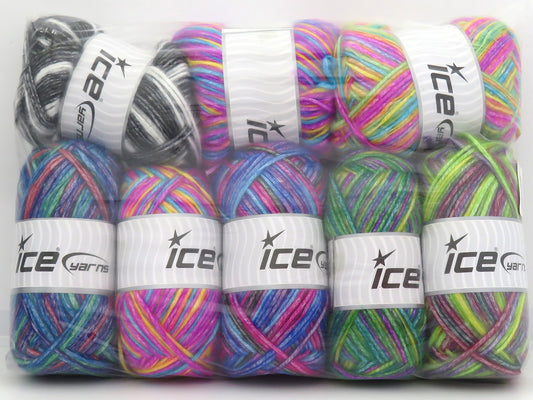 1x900gr Mixed Lot Cakes Malaga Yarns 85139