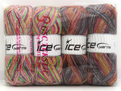 Mixed Lot Multicolor Print Sock Yarns fnt2-85584