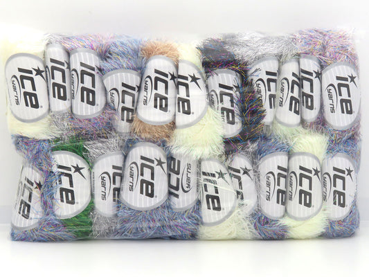 Mixed Lot Multicolor Metallic Eyelash Yarns fnt2-85799