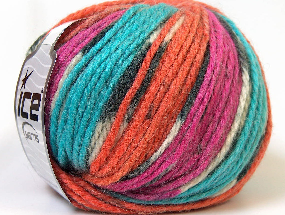Alpaca Bulky Magic Turquoise, Orange, Fuchsia fnt2-25425