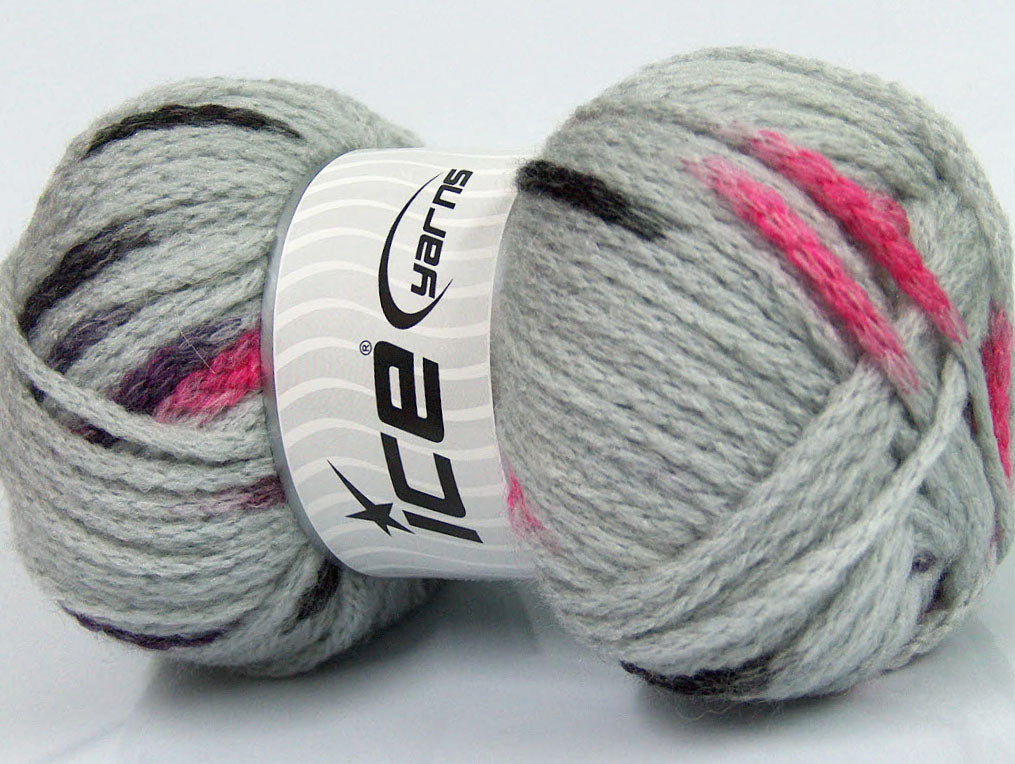 TubeWool Bulky Spots Grey, Maroon, Pink Sku:fnt2-42433