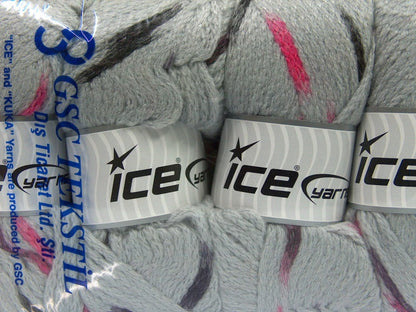 TubeWool Bulky Spots Grey, Maroon, Pink Sku:fnt2-42433
