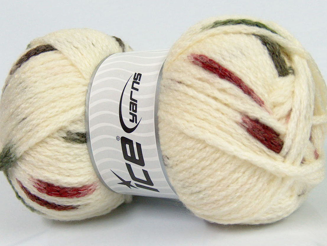 TubeWool Bulky Spots Cream, Burgundy, Khaki Sku:fnt2-42434