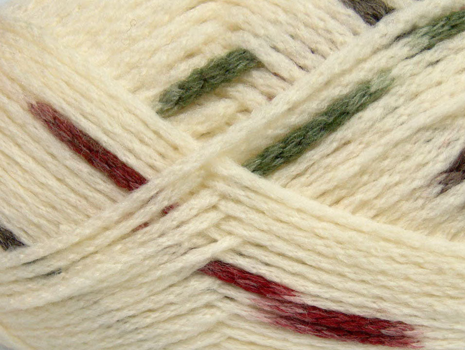 TubeWool Bulky Spots Cream, Burgundy, Khaki Sku:fnt2-42434