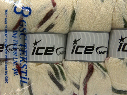 TubeWool Bulky Spots Cream, Burgundy, Khaki Sku:fnt2-42434