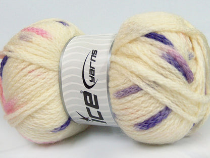 TubeWool Bulky Spots Cream, Pink, Lilac Sku:fnt2-42435
