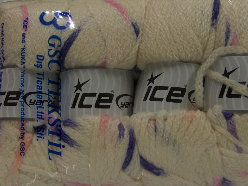TubeWool Bulky Spots Cream, Pink, Lilac Sku:fnt2-42435