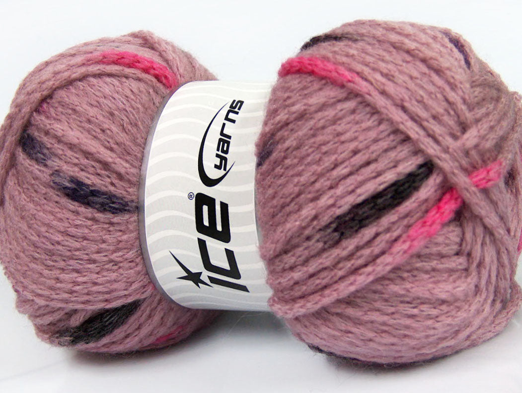 TubeWool Bulky Spots Rose Pink, Black, Brown Sku:fnt2-42438