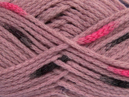 TubeWool Bulky Spots Rose Pink, Black, Brown Sku:fnt2-42438
