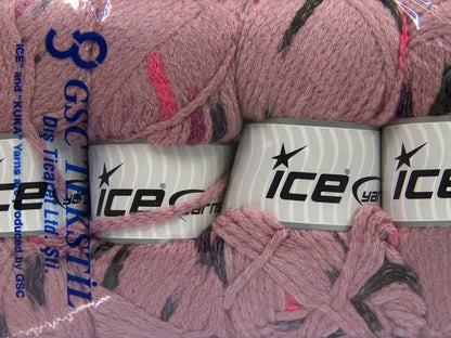 TubeWool Bulky Spots Rose Pink, Black, Brown Sku:fnt2-42438