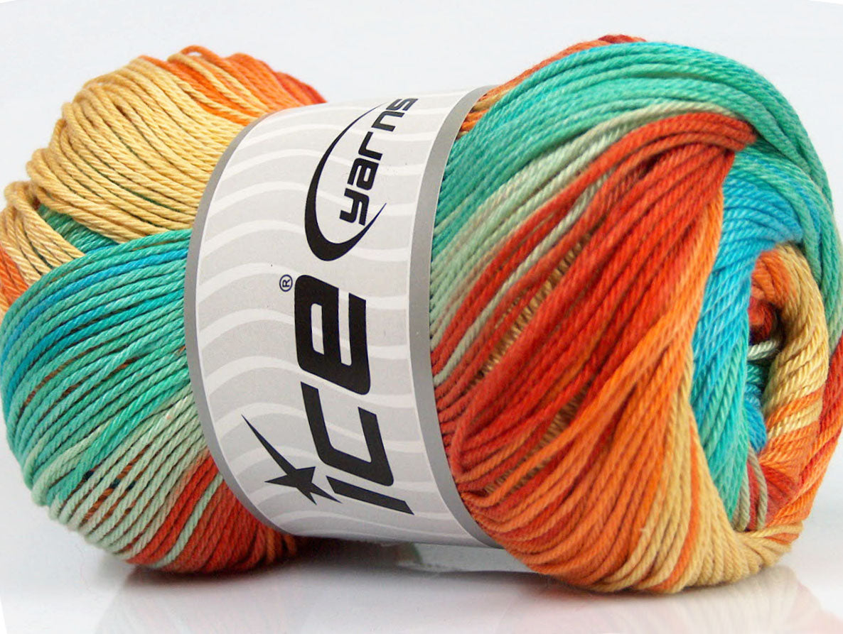 Camilla Cotton Magic Turquoise, Mint Green, Orange, Yellow Sku:fnt2-47197