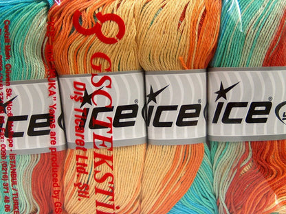 Camilla Cotton Magic Turquoise, Mint Green, Orange, Yellow Sku:fnt2-47197