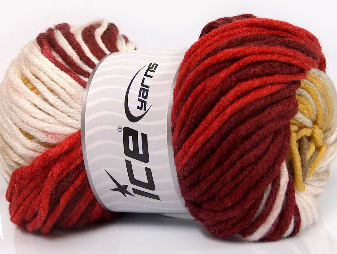 Batik Chunky Burgundy, Red, Yellow, White, Camel Sku:fnt2-50844