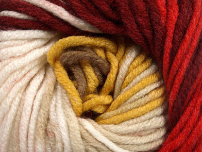 Batik Chunky Burgundy, Red, Yellow, White, Camel Sku:fnt2-50844