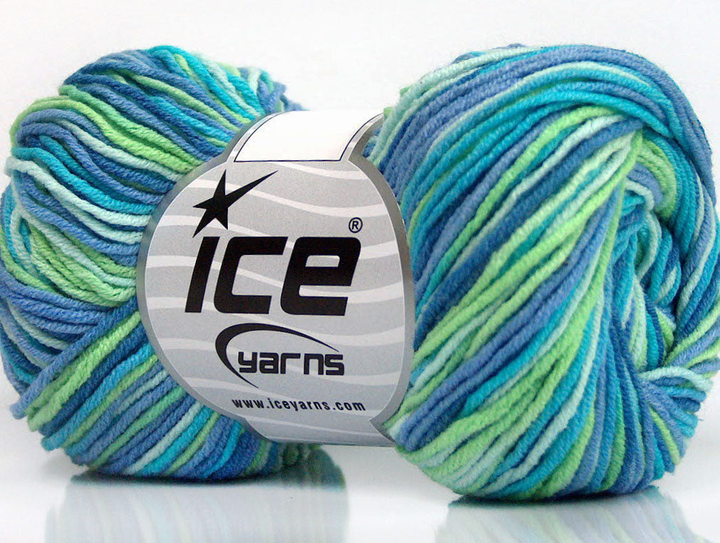 Lorena Print Blue Shades, Green, Turquoise Sku:fnt2-51445