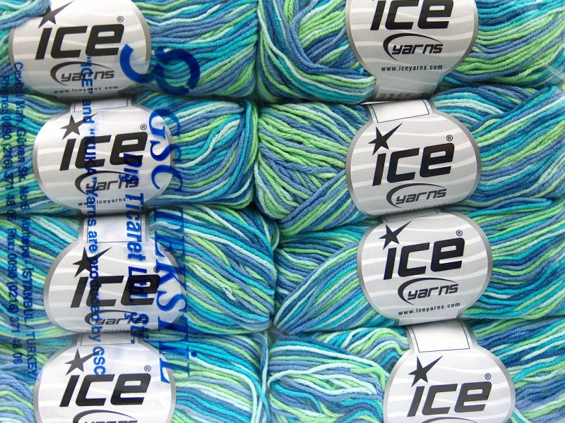 Lorena Print Blue Shades, Green, Turquoise Sku:fnt2-51445