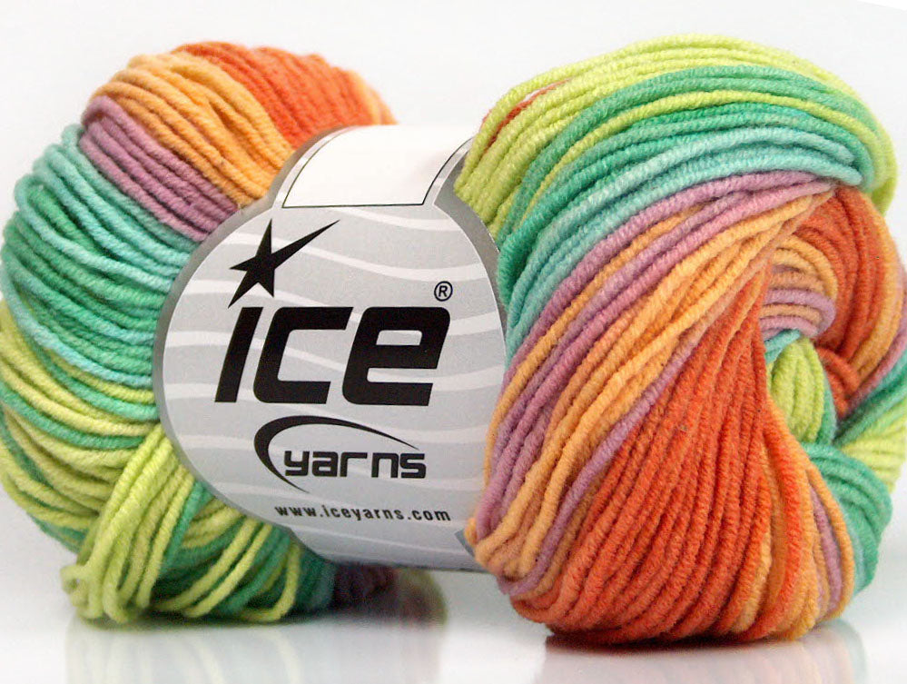 Lorena Print Green Shades, Orange, Yellow, Lilac Sku:fnt2-51451