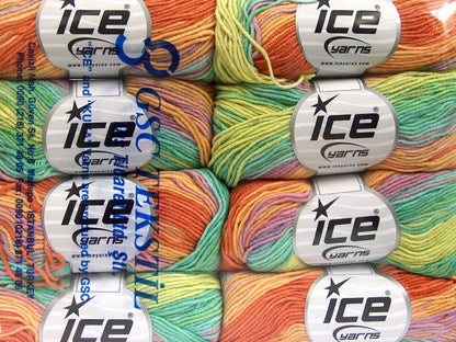 Lorena Print Green Shades, Orange, Yellow, Lilac Sku:fnt2-51451