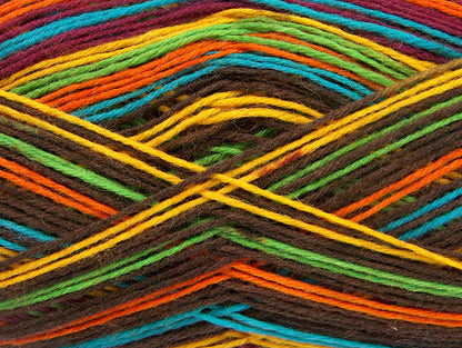 Print Sock Dark Brown, Yellow, Green, Turquoise, Orange fnt2-51911