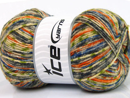 Print Sock Grey, Blue, Orange, Green, Cream fnt2-52156