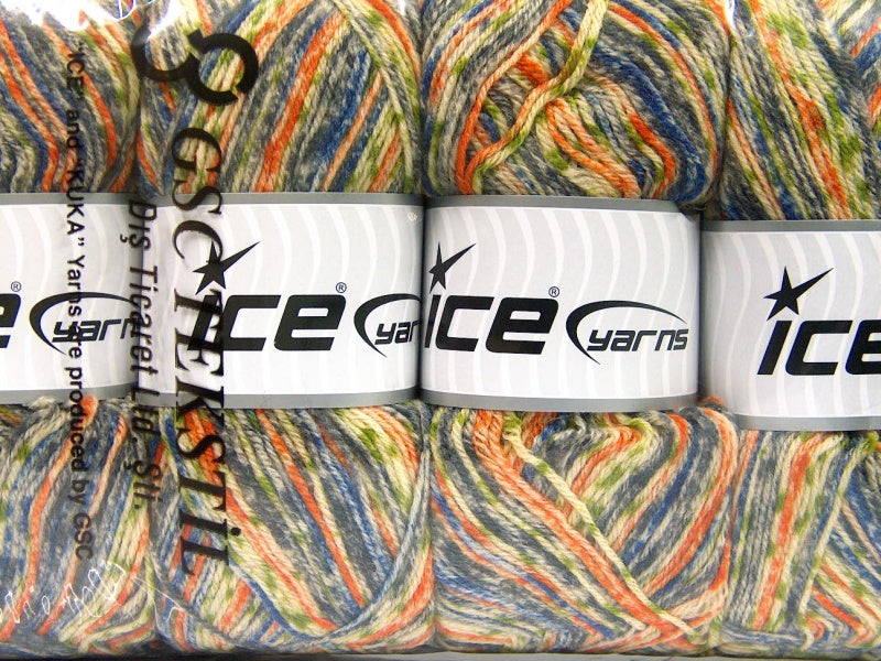 Print Sock Grey, Blue, Orange, Green, Cream fnt2-52156