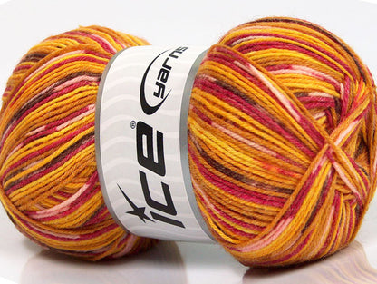 Bamboo Sock Gold, Yellow, Orange, Pink Sku:fnt2-52391