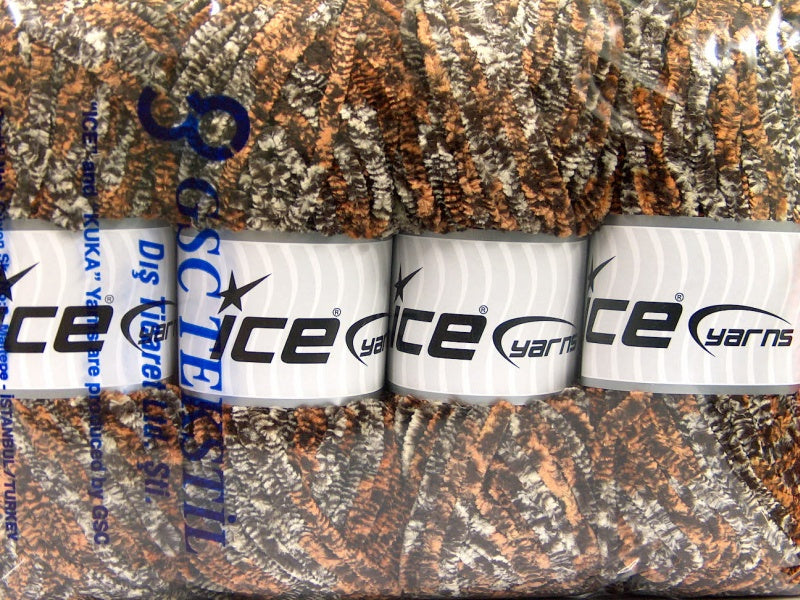 Chenille Safari Brown, Gold, Cream fnt2-53103