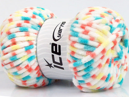 Chenille Baby Colors Salmon, Turquoise, Yellow, White Sku:fnt2-53696
