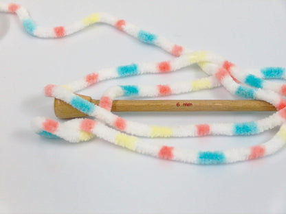 Chenille Baby Colors Salmon, Turquoise, Yellow, White Sku:fnt2-53696