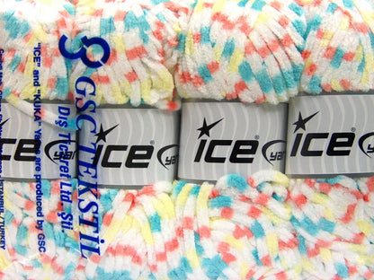 Chenille Baby Colors Salmon, Turquoise, Yellow, White Sku:fnt2-53696
