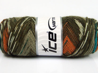 Bonito Ethnic Khaki Shades, Brown, Orange, Turquoise Sku:fnt2-56447