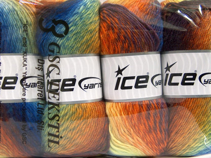 Lana Bella Blue Shades, Orange, Yellow, Maroon Sku:fnt2-58149