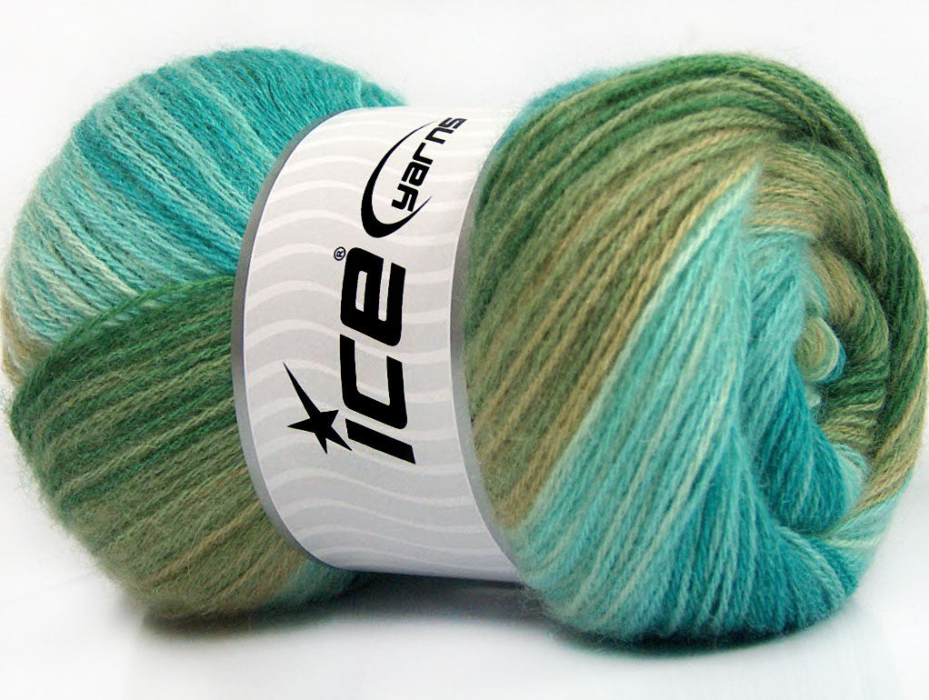 Angora Batik Turquoise, Green Shades Sku:fnt2-59757