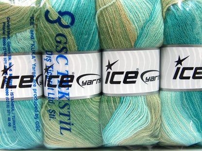 Angora Batik Turquoise, Green Shades Sku:fnt2-59757